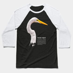 Great egret tropical bird white text Baseball T-Shirt